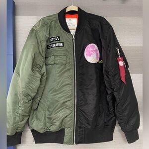 Men’s size 3XL Bomber Jacket, Green & Black